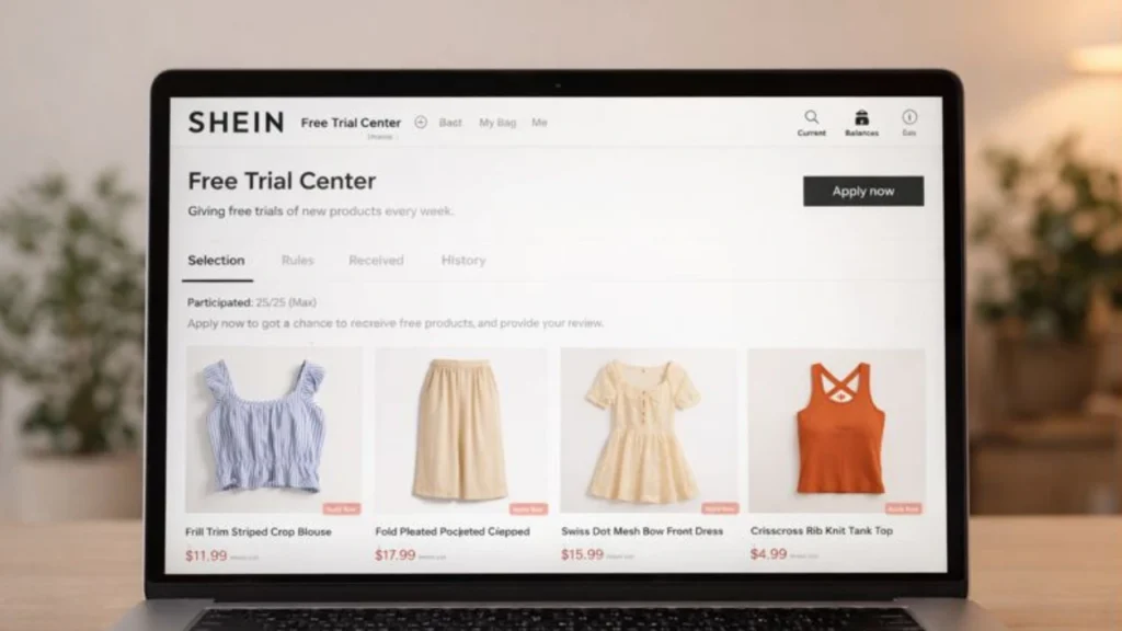 Programa de testes grátis da Shein