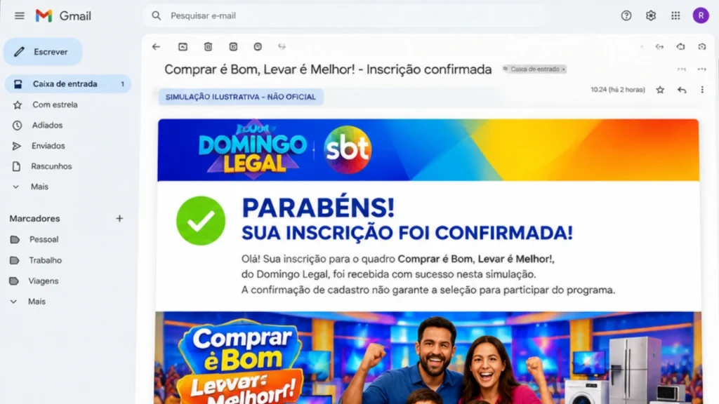 Passos do Cadastro no Quadro 'Comprar é Bom, Levar é Melhor!' do Domingo Legal